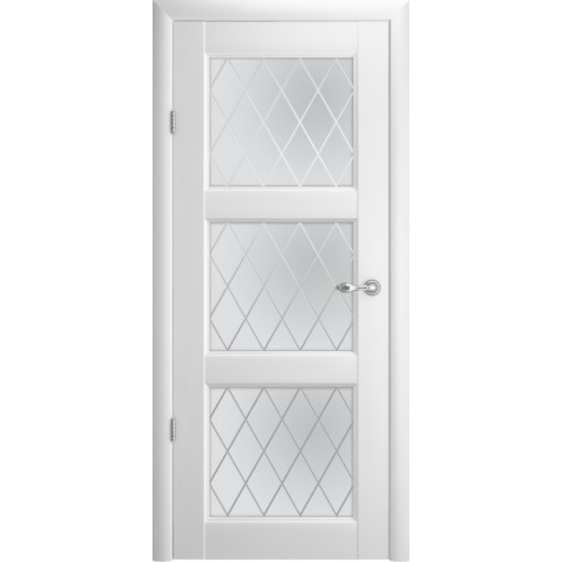 Дверь межкомнатная ALBERO Галерея ЭРМИТАЖ 3 белая, стекло мателюкс Ромб