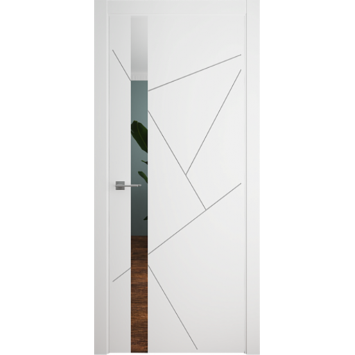 Дверь межкомнатная ALBERO Геометрия ГЕОМЕТРИЯ-6 белая, зеркало Грей