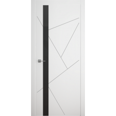 Дверь межкомнатная ALBERO Геометрия ГЕОМЕТРИЯ-6 белая, стекло черное