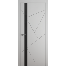 Дверь межкомнатная ALBERO Геометрия ГЕОМЕТРИЯ-6 серая, стекло черное
