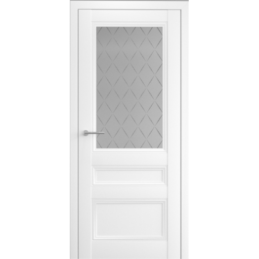 Дверь межкомнатная ALBERO Империя ВИЗАНТИЯ белая, стекло мателюкс Лорд серый