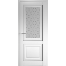 Дверь межкомнатная ALBERO Империя СПАРТА-2 белая, стекло мателюкс Лорд серый, молдинг
