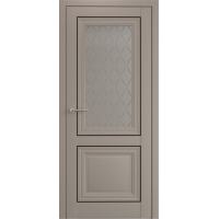 Дверь межкомнатная ALBERO Империя СПАРТА-2 серая, стекло мателюкс Лорд серый, молдинг