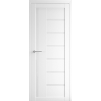 Дверь межкомнатная ALBERO Мегаполис Vinyl МАДРИД Белый винил, стекло белое