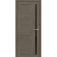 Дверь межкомнатная ALBERO Мегаполис Экошпон ВАЛЕНСИЯ Серый кедр, стекло черное