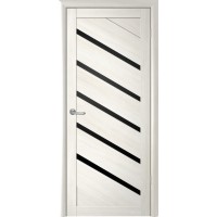 Дверь межкомнатная ALBERO Мегаполис Экошпон СИНГАПУР-5 Белый кипарис, стекло черное