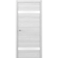 Дверь межкомнатная ALBERO Status S Дуб полярный, стекло белое, кромка с 4х сторон