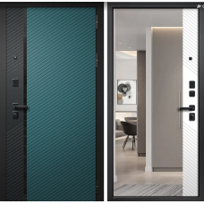 Дверь входная FlyDoors ДИЛАЙН Велюто верде - Велюто бианко с зеркалом Дверь входная FlyDoors ДИЛАЙН Велюто верде - Велюто бианко с зеркалом