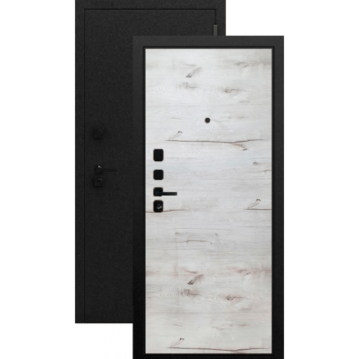 Дверь входная металлическая Ультра Royal, черный муар с блестками/дуб арктика