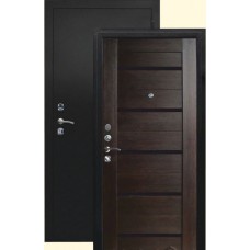 Дверь входная металлическая Выбор Стайл, черный бархат/венге, черное стекло