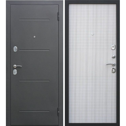 Дверь входная Ferroni Гарда Муар 7.5 см Черный муар - Белый ясень