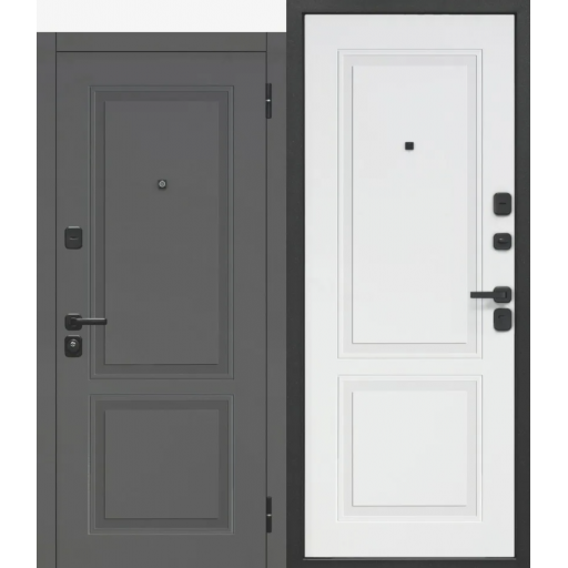 Дверь входная Megi МДФ 2 Классика Черный муар - Ясень белый