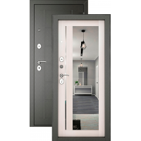 Дверь входная металлическая Промет Титан, Бетон графит / Ясень белый с зеркалом