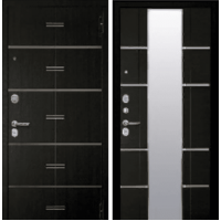 Дверь входная металлическая Аргус Ривьера, Муар черный / Венге с зеркалом