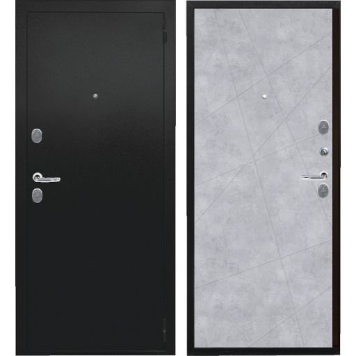 Дверь входная металлическая Сталкер Тоскана, черный муар/бетон серый