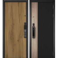 Дверь входная Бульдорс CITY SMART 401/161, Черный матовый/Дуб Галифакс грей - Дуб Галифакс медовый