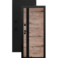 Дверь входная металлическая АТОМ ROYAL-2, Черный муар с блестками - Дуб пацифика