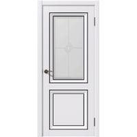 Дверь межкомнатная Дубрава Сибирь Муза БЕТА белая, стекло художественное