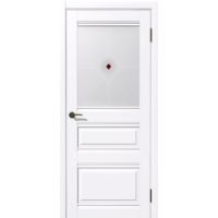Дверь межкомнатная Дубрава Сибирь Геометрия ST ГАММА белая, стекло с фьюзингом