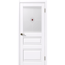 Дверь межкомнатная Дубрава Сибирь Геометрия ГАММА белая, стекло с фьюзингом