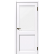Дверь межкомнатная Дубрава Сибирь Геометрия ОМЕГА белая, стекло художественное
