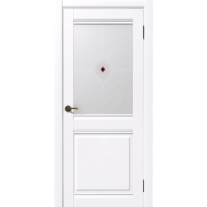 Дверь межкомнатная Дубрава Сибирь Геометрия ОМЕГА белая, стекло с фьюзингом