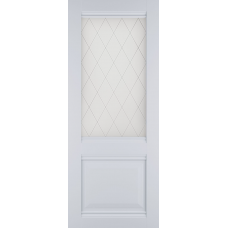 Дверь межкомнатная ЛесКом Венеция Белый софт, стекло витраж матовое