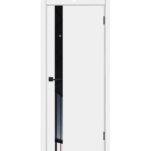Дверь межкомнатная Леском Royal 2 Белый софт, стекло черное, кромка