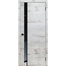 Дверь межкомнатная Леском Royal 2 Дуб арктика, стекло черное, кромка
