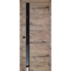 Дверь межкомнатная Леском Royal 2 Дуб пацифика, стекло черное, кромка