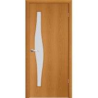 Дверь межкомнатная ламинированная БРИЗ Миланский орех, стекло белое матовое