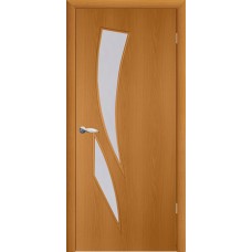 Дверь межкомнатная ламинированная КАМЕЯ Миланский орех, стекло белое матовое