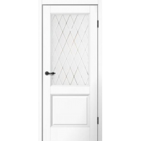 Дверь межкомнатная Сибирь Профиль Aura Mone M93 Белый эмалит, стекло художественное