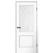 Дверь межкомнатная Сибирь Профиль Aura Mone M93 Белый эмалит, стекло художественное