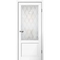 Дверь межкомнатная Сибирь Профиль Classic C02 Эмалит белый, стекло художественное