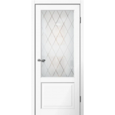 Дверь межкомнатная Сибирь Профиль Classic C02 Эмалит белый, стекло художественное