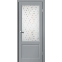 Дверь межкомнатная Сибирь Профиль Classic C02 Эмалит серый, стекло художественное