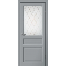 Дверь межкомнатная Сибирь Профиль Classic C03 Эмалит серый, стекло художественное