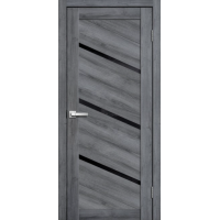 Дверь межкомнатная ламинированная Сибирь Профиль Lite doors L05 Дуб стоунвуд, стекло черное