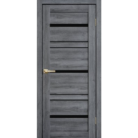 Дверь межкомнатная ламинированная Сибирь Профиль Lite doors L13 Дуб стоунвуд, стекло черное