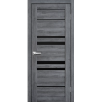 Дверь межкомнатная ламинированная Сибирь Профиль Lite doors L14 Дуб стоунвуд, стекло черное