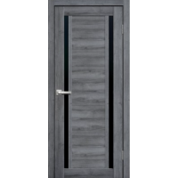 Дверь межкомнатная ламинированная Сибирь Профиль Lite doors L23 Дуб стоунвуд, стекло черное