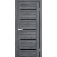 Дверь межкомнатная ламинированная Сибирь Профиль Lite doors L26 Дуб стоунвуд, стекло черное