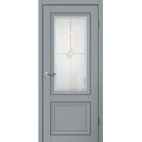 Дверь межкомнатная Сибирь Профиль Mone M01 Серый эмалит, стекло матовое художественное