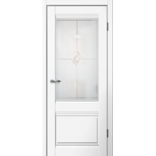 Дверь межкомнатная Сибирь Профиль Estetic E01 Эмалит белый, стекло художественное