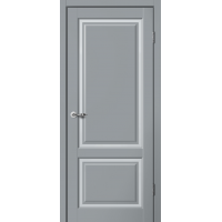 Дверь межкомнатная Сибирь Профиль Estetic E02 Эмалит серый, стекло белое матовое