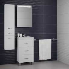 Комплект мебели для ванной комнаты Париж: зеркало-шкаф с подсветкой + тумба + раковина + подвесной пенал 