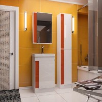 Комплект мебели для ванной комнаты Рим: зеркало-шкаф + тумба + раковина + пенал