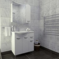 Комплект мебели для ванной комнаты София: зеркало-шкаф + тумба + раковина (правое крыло)