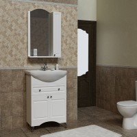 Комплект мебели для ванной комнаты Женева: зеркало-шкаф (правое) + тумба + раковина